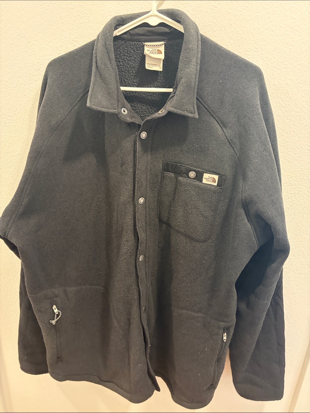 The North Face Black Snap-Front Fleece Shirt Jacket